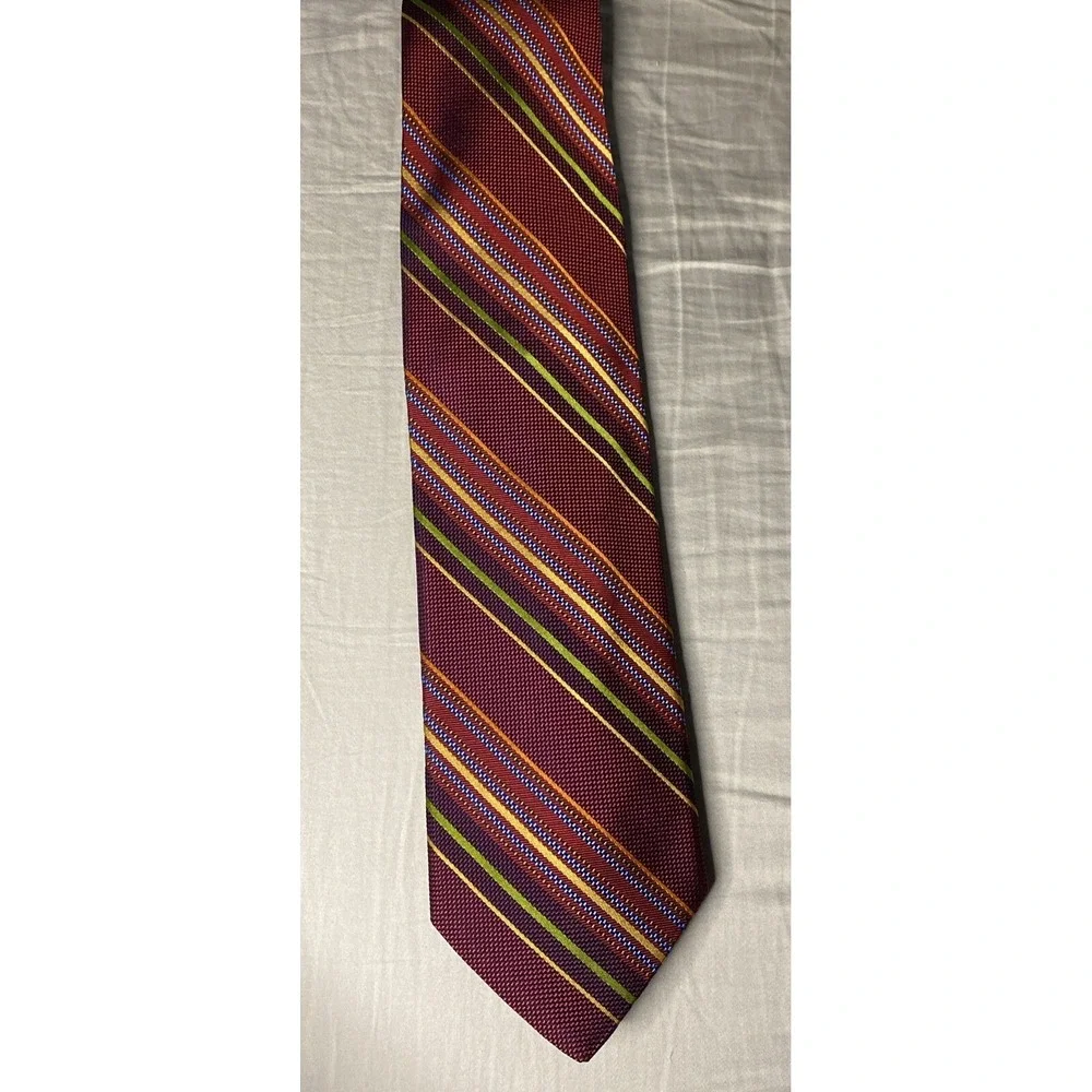 De Dinno Red Stripe Tie Classic Lawyer Interview Christmas Valentine Silk/Cotton